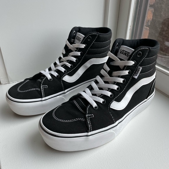 Sk8-Hi Platform 2.0 Black Canvas High Top Vans - Picture 3 of 8